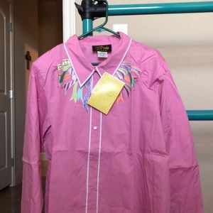 NWT Bob Mackie hot pink long sleeve blouse